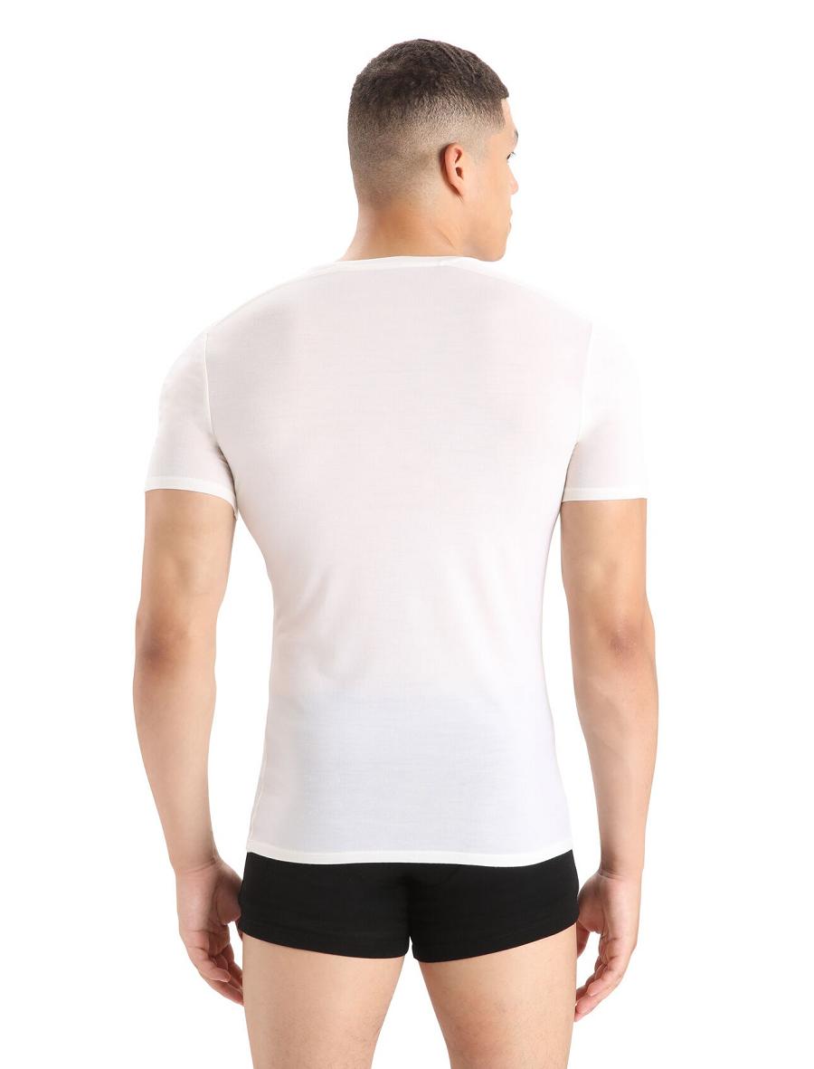 Snow Icebreaker Merino Anatomica Short Sleeve V Neck T-Shirt Men's Underwear | AU 1294CTVE